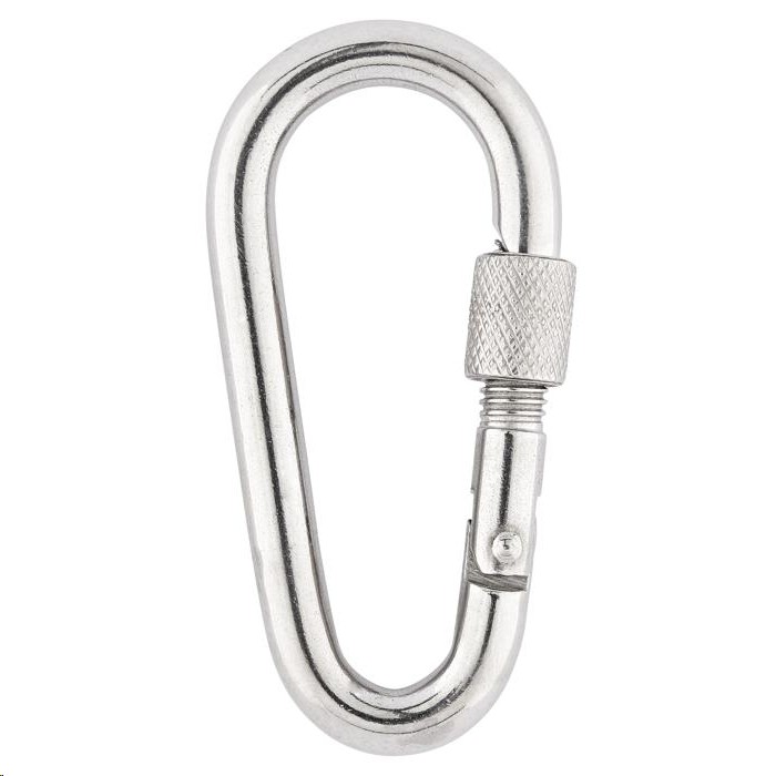 Rope lichen - Niro carabiner hook 80x8, oval, Schraubv.