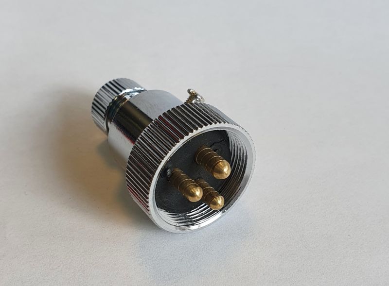 Plug, 3-pole, chrome-plated brass, 5 A